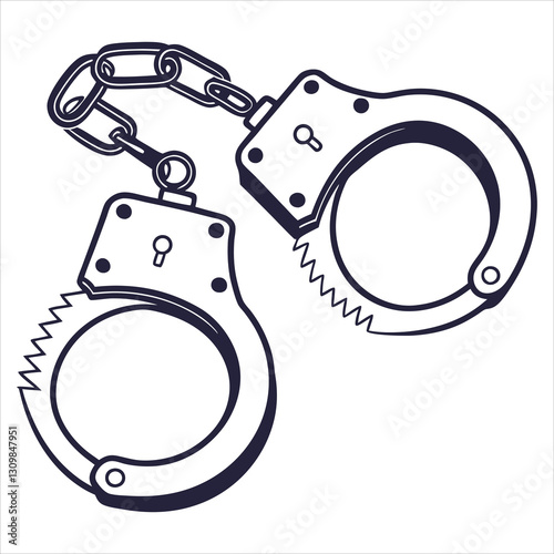 silhouette handcuffs on white background