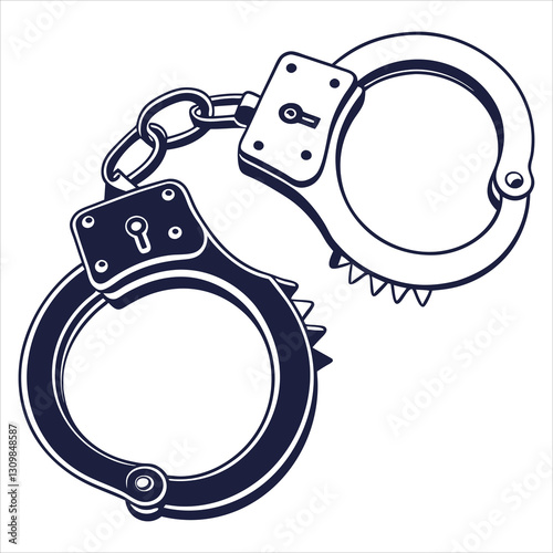 silhouette handcuffs on white background