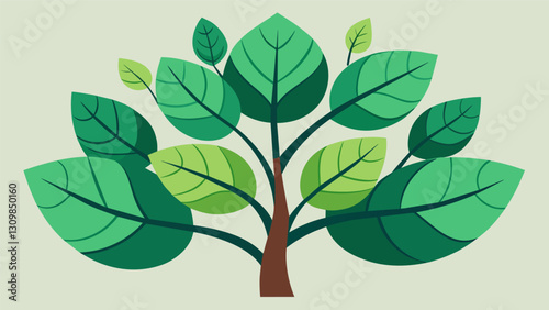 The leaves of the tree of Patience rustle softly as if whispering calming words to the other trees.. Vector illustration