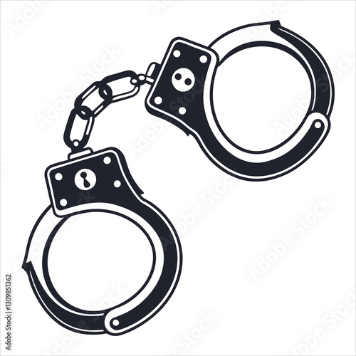 silhouette handcuffs on white background