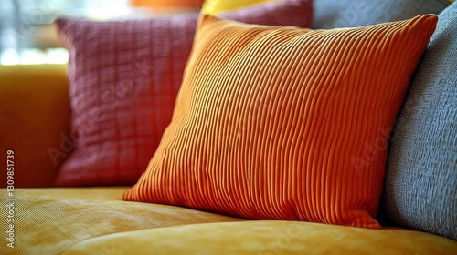 Bright orange pillow featuring honed smooth fabric texture, ideal for summing up modern home decor with vibrant pop of color and plush comfort.