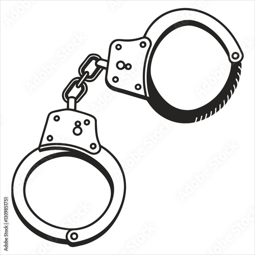 silhouette handcuffs on white background
