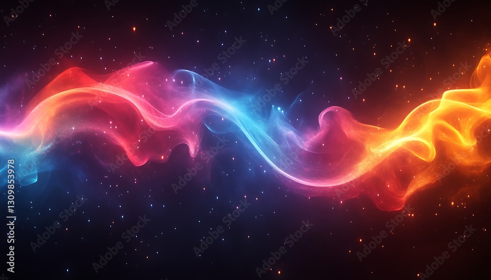 Obraz premium Wave Flows Across Dark Starfield