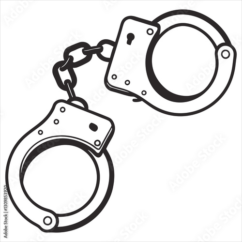 silhouette handcuffs on white background