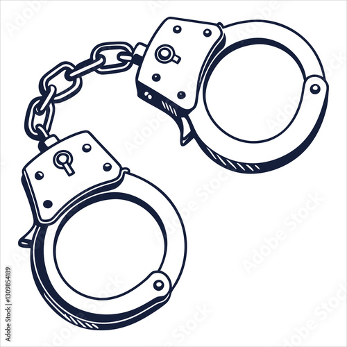 silhouette handcuffs on white background
