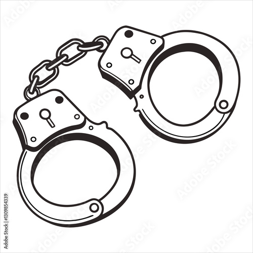 silhouette handcuffs on white background