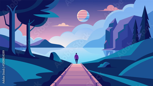 The philosophers walk is a haven for reflection a peaceful escape from the chaos of the world.. Vector illustration