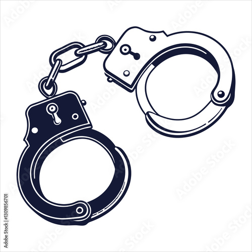 silhouette handcuffs on white background