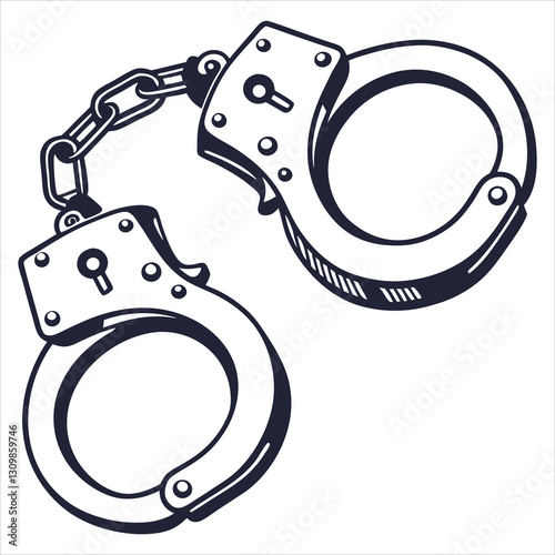 silhouette handcuffs on white background