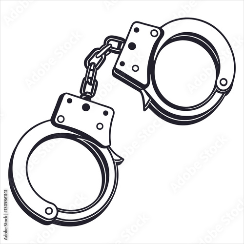 silhouette handcuffs on white background