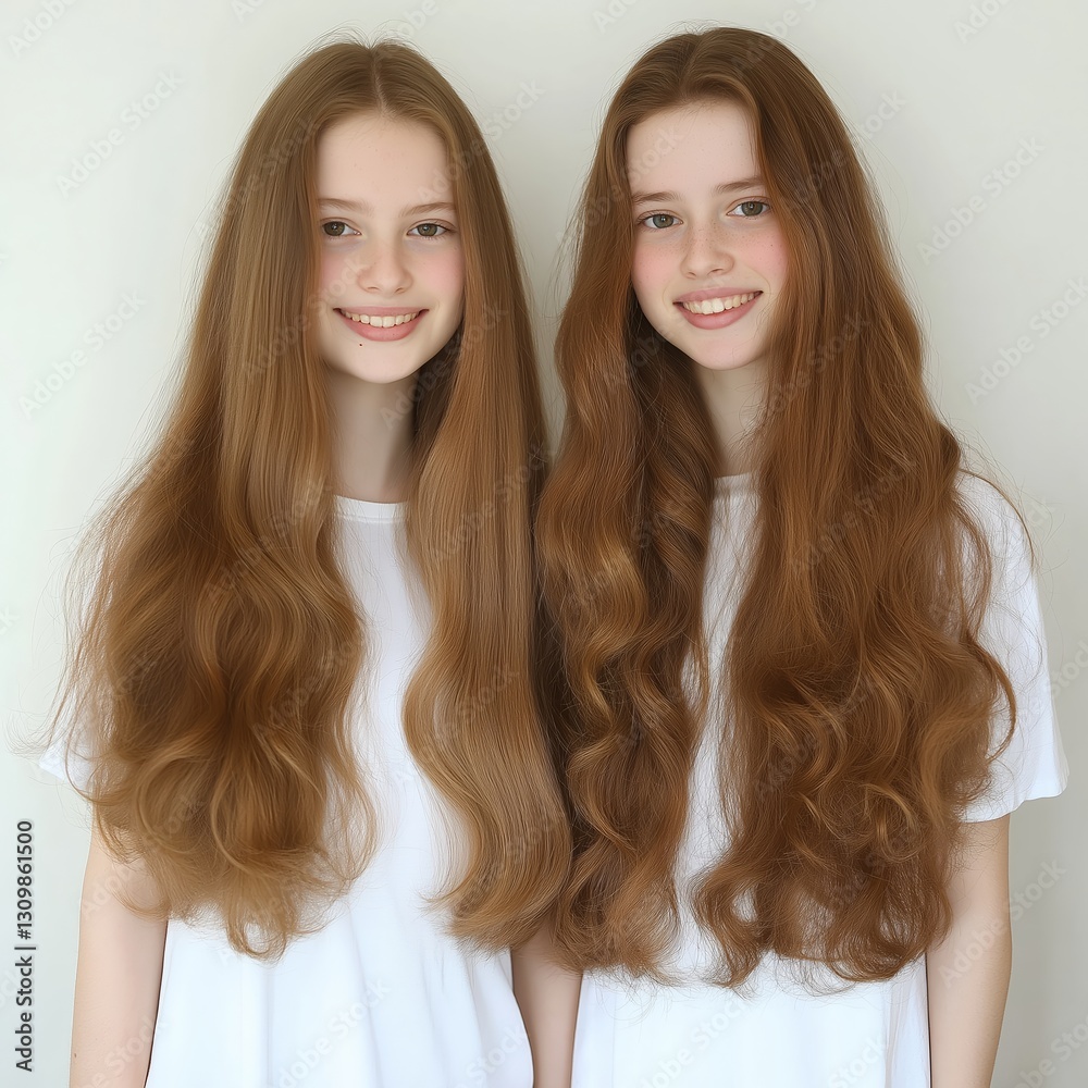 A girl showing off a 'before and after' hair transformation on her Instagram story, with a split-screen effect , isolated on a white background , High quality , No blur A girl showing off a 'before and after' hair transformation on her Instagram story, with a split-screen effect , isolated on a white background , High quality , No blur