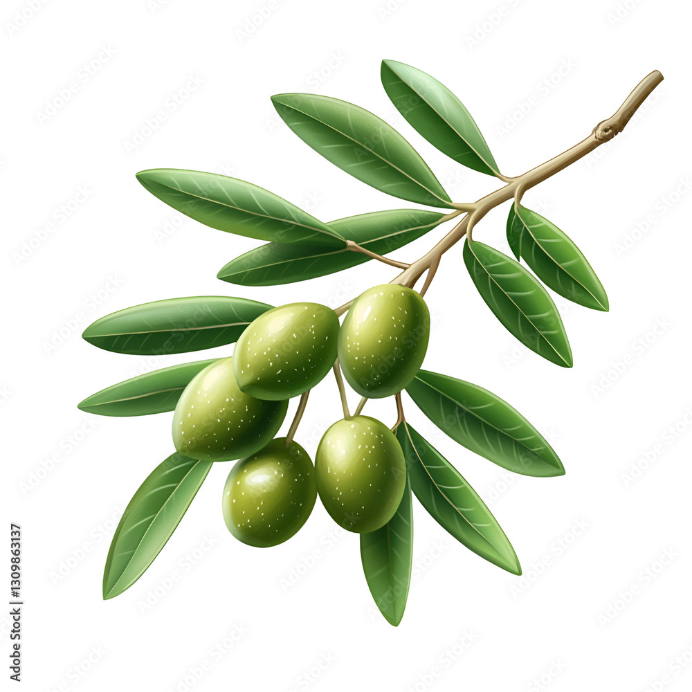 Green olives with leaves on a branch isolated on transparent background Green olives with leaves on a branch isolated on transparent background