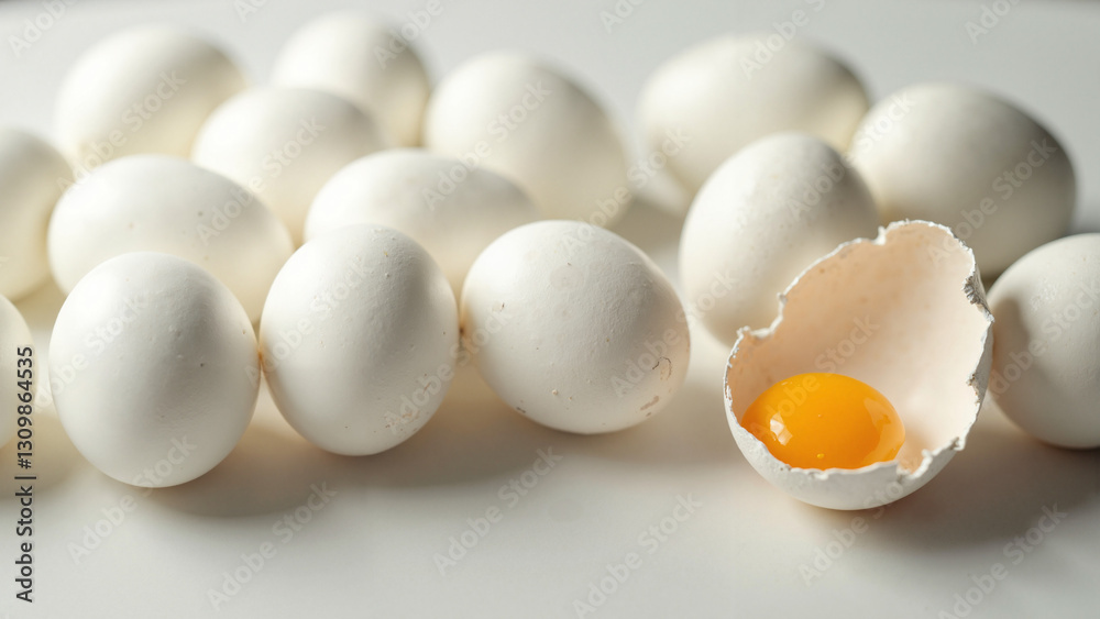 Elegant Easter Egg Composition Featuring Cracked Egg and Golden Yolk – Ideal for Culinary Blogs, Food Marketing, and Holiday Lifestyle Campaigns Elegant Easter Egg Composition Featuring Cracked Egg and Golden Yolk – Ideal for Culinary Blogs, Food Marketing, and Holiday Lifestyle Campaigns