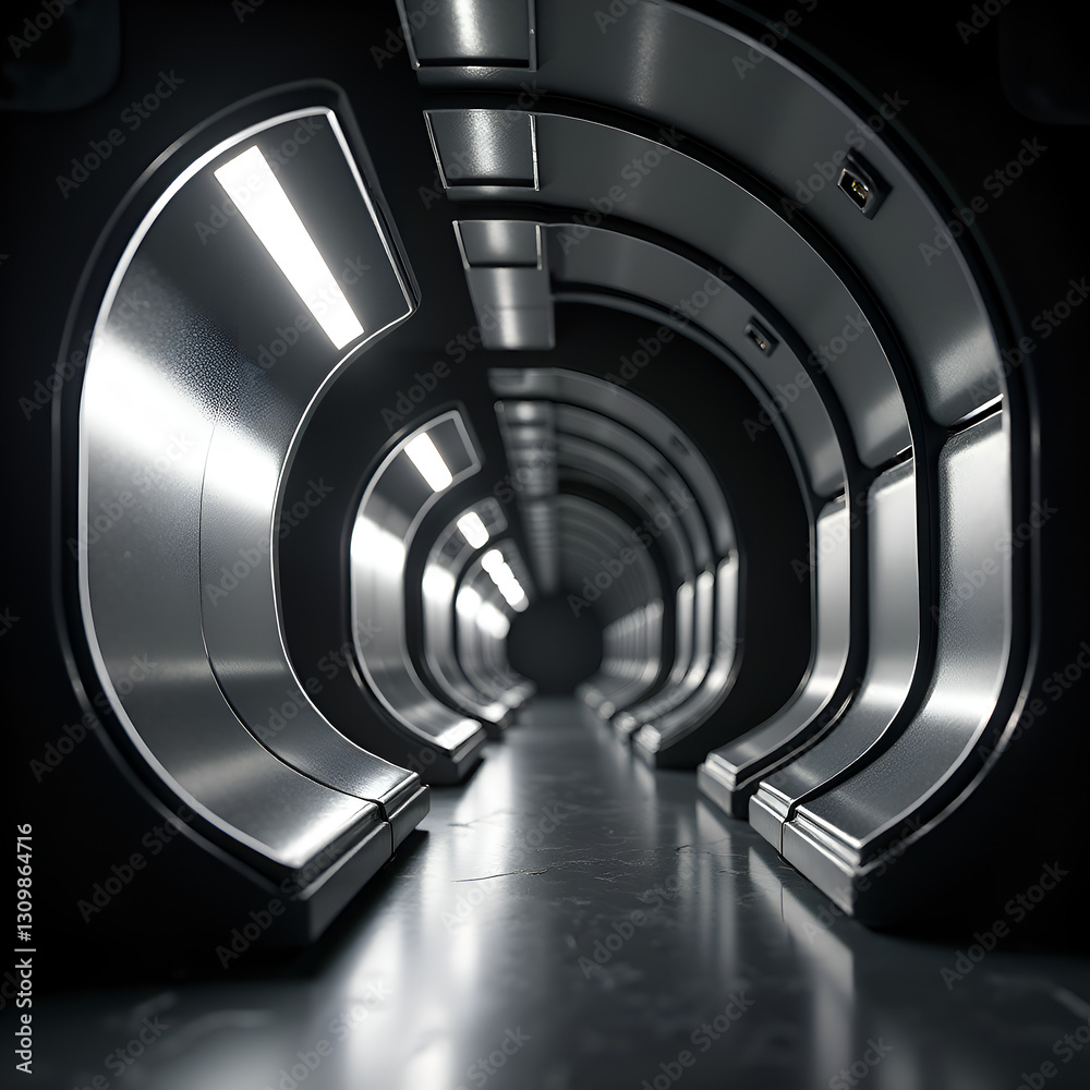 Obraz premium Futuristic Metallic Tunnel