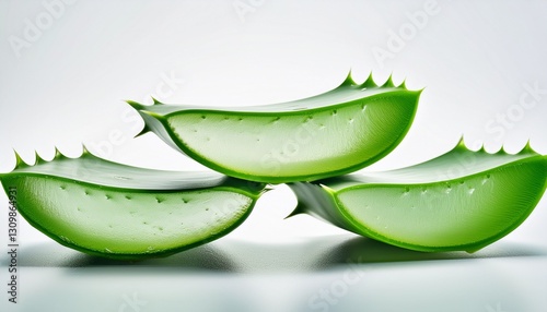 Wallpaper Mural 3 pieces of green aloe vera placed upside down on a white background Torontodigital.ca