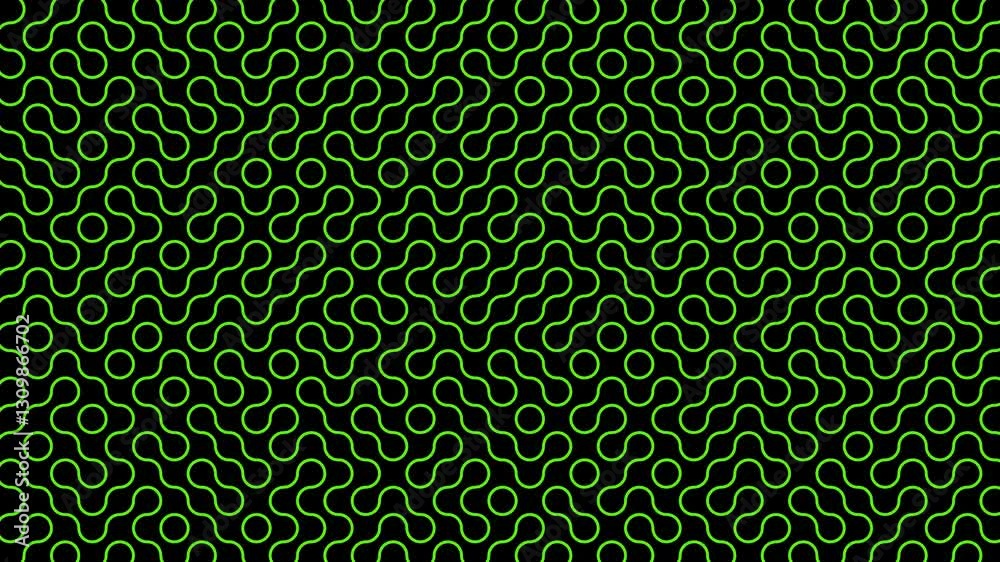 green line circles pattern. Truchet curved tiled background. Geometric irregular backdrop