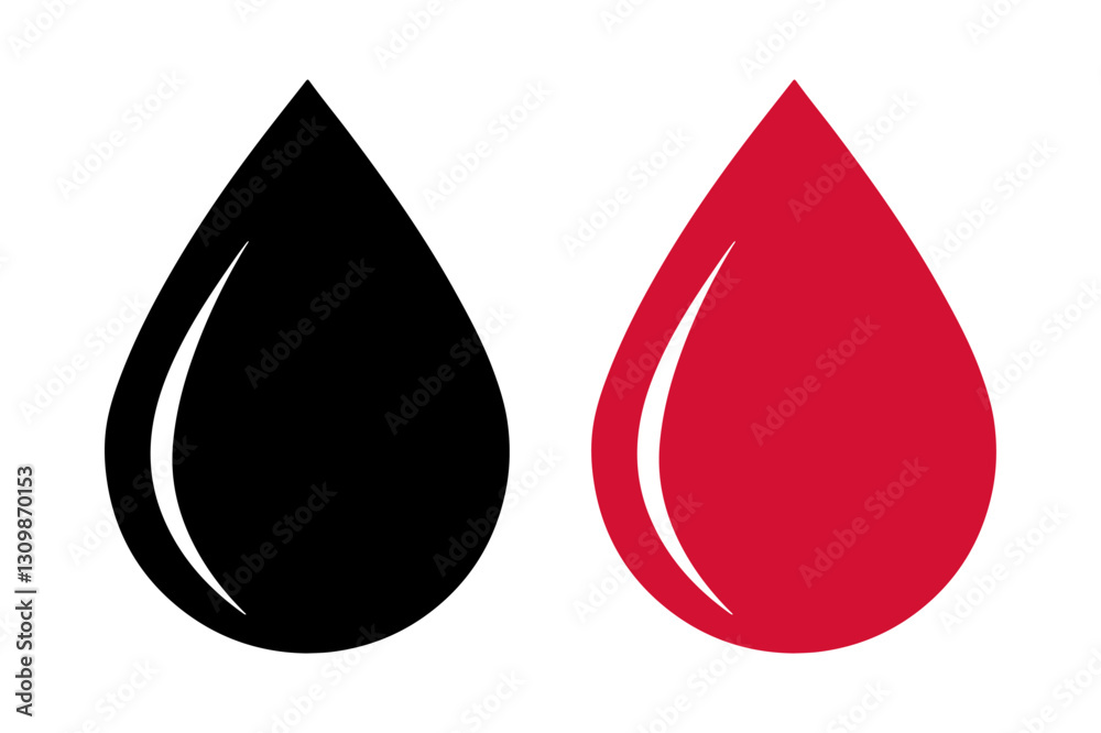 Fototapeta premium Set of blood drop icons isolated on white background. Liquid drop icon vector illustration.