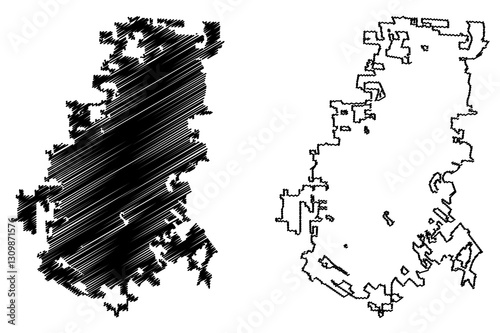 Lafayette City, Louisiana (United States cities, United States of America, usa city) map vector illustration, scribble sketch City of Lafayette map