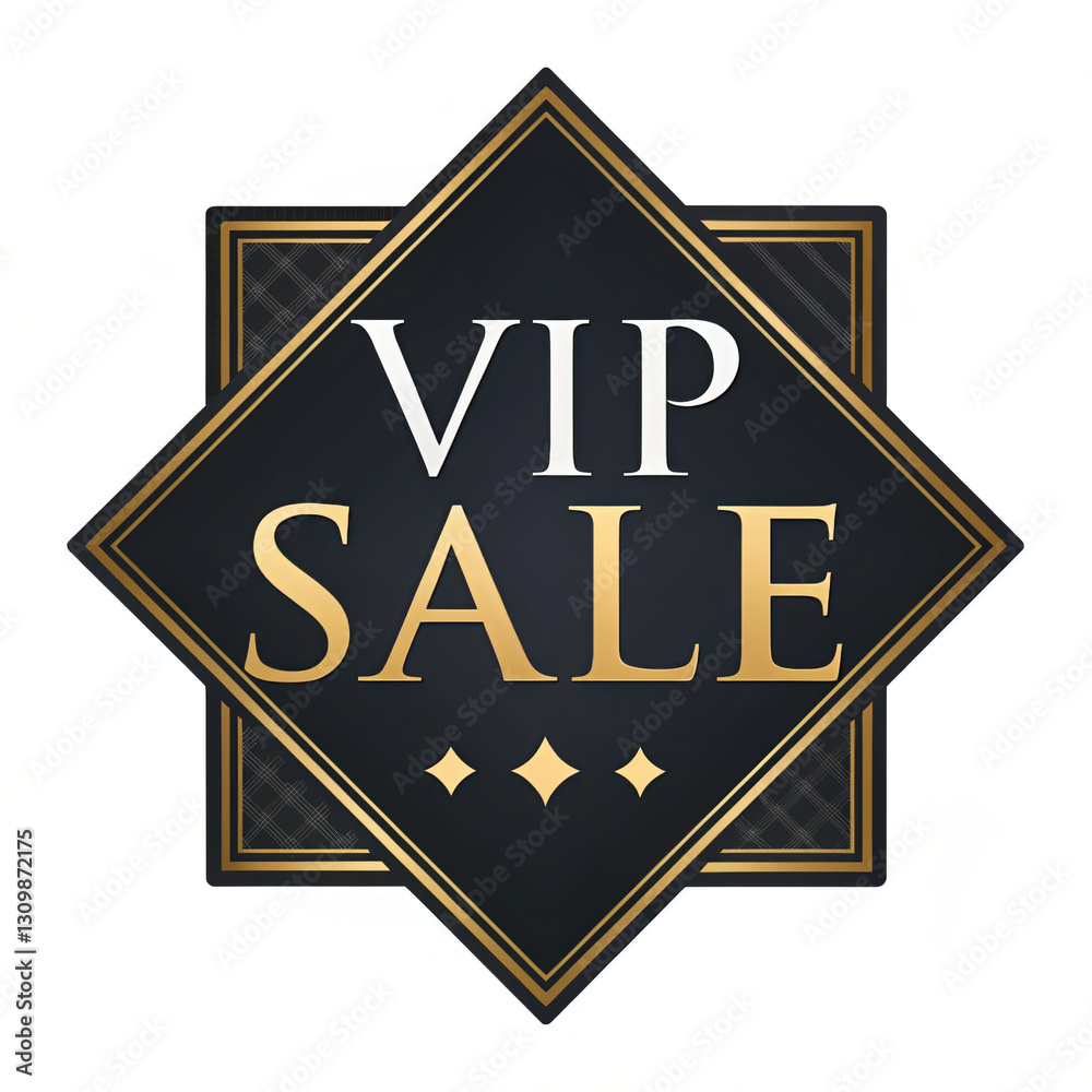 Obraz premium Text sale promotion concept, VIP sale sign with luxury black and gold design, elegant and eye catching, on white background.