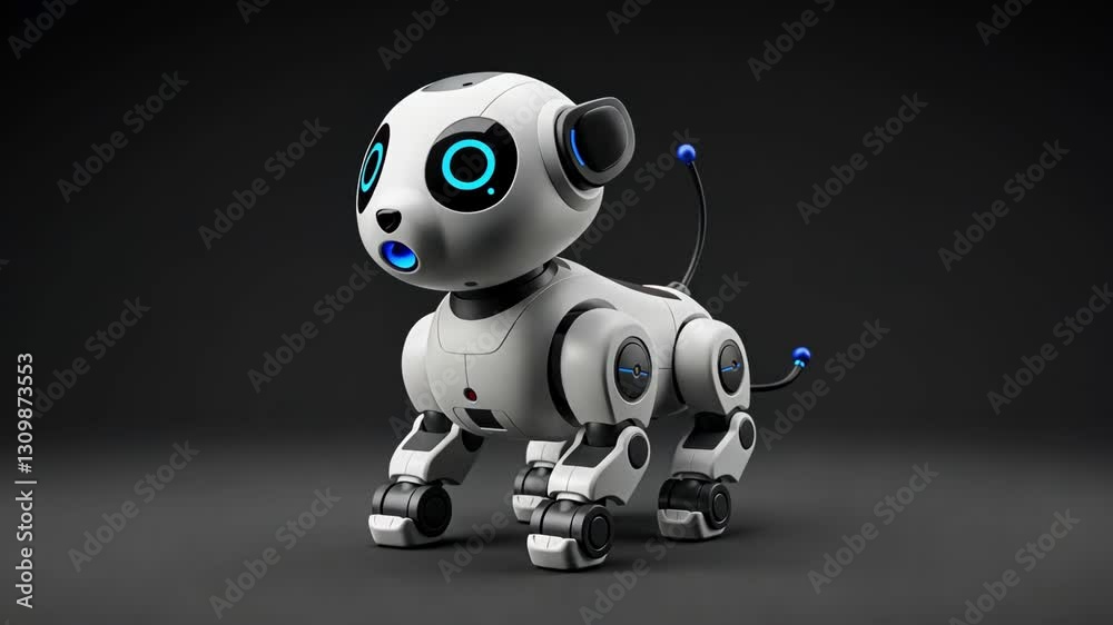 A futuristic robot dog with bright blue features and sleek design A futuristic robot dog with bright blue features and sleek design