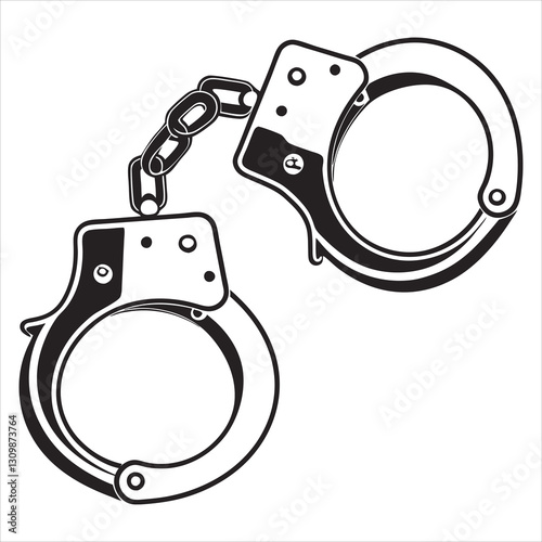 silhouette handcuffs on white background