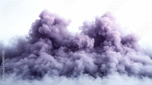 Lavender Smoke Clouds on a White Background