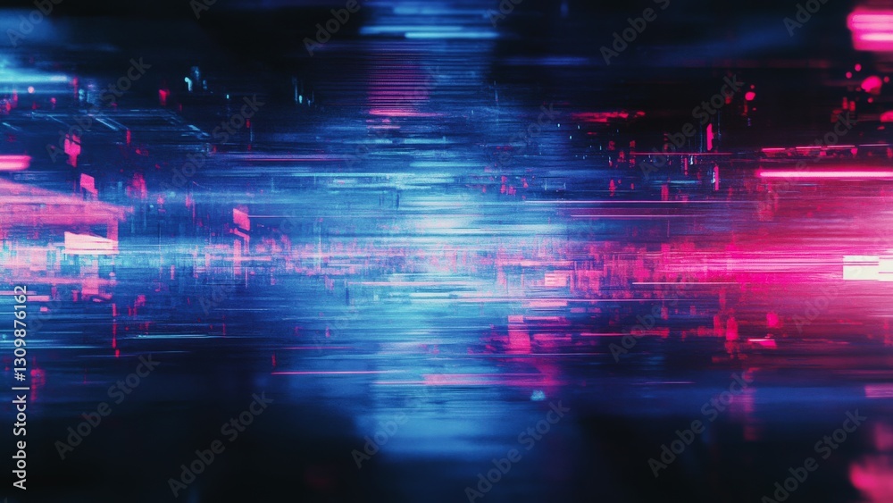 Fototapeta premium Futuristic VHS digital noise glitch pixelated distortions chromatic aberration interference