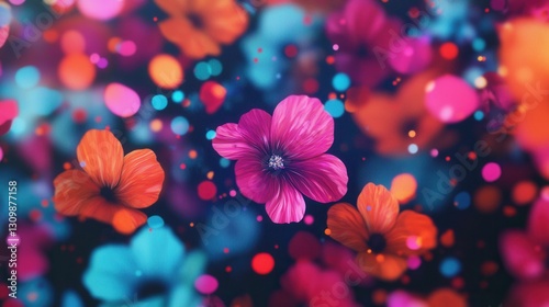 Colorful Abstract Floral Background with Vibrant Bokeh Effects