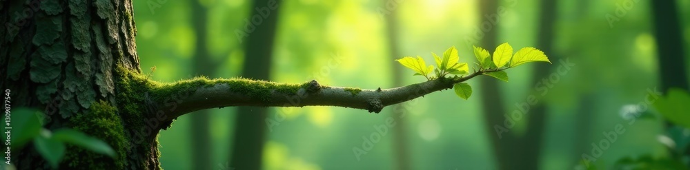 Long and thin branch extending from the tree trunk on white, forest, single Long and thin branch extending from the tree trunk on white, forest, single