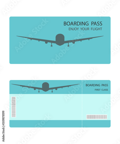 Airplane ticket template on white background.