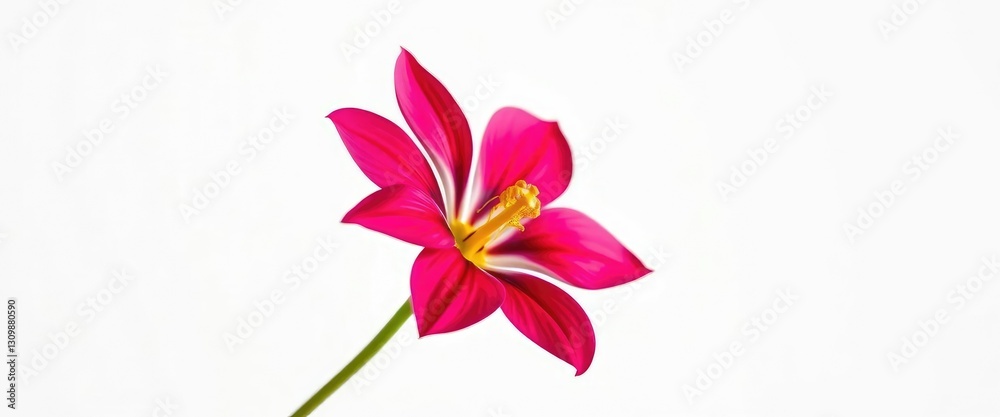 Fototapeta premium Single vibrant bloom, petals sharply defined against pure white backdrop, floral, texture