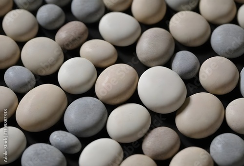 Minimalistic background/backdrop. White round stones / pebbles.