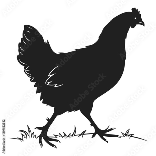 silhouette hen on white background