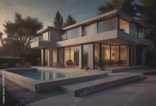 luxury home in the morning