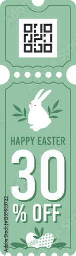 Happy Easter sale promo gift coupon vector illustraton template