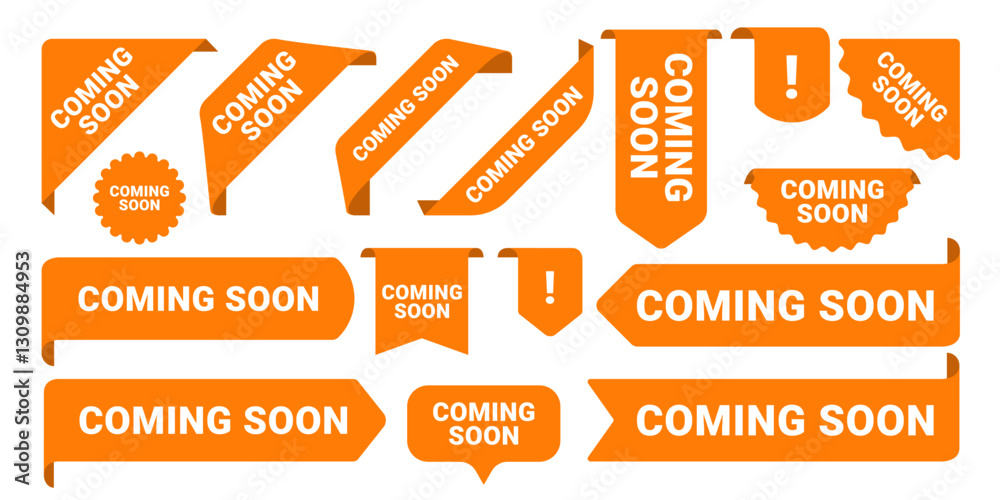 custom made wallpaper toronto digitalComing Soon promo banners, stickers and tag labels. Vector isolated orange banners and corner labels of coming soon for shop or store ribbon signs