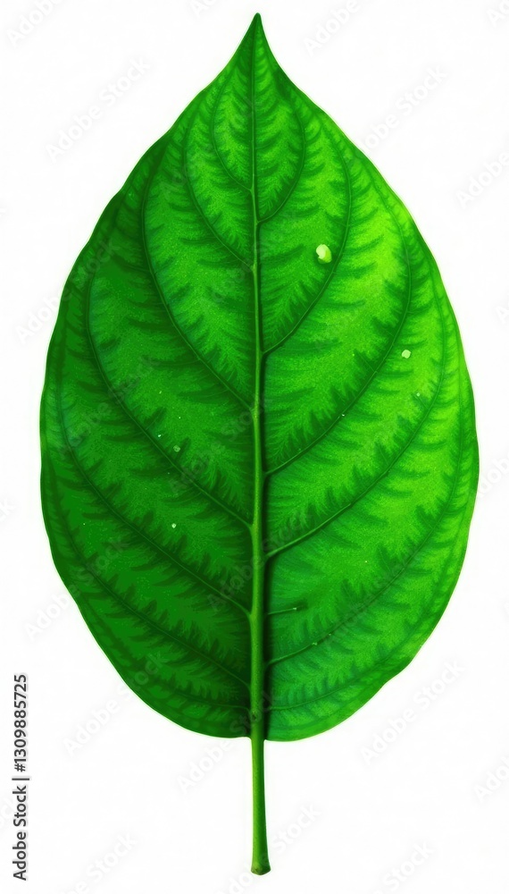 Fototapeta premium Large leaf with veins isolated on white background, leafy, leaves