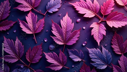 Abstract metallic leaf pattern Violet purple background Elegant fall style , purple, fall colors