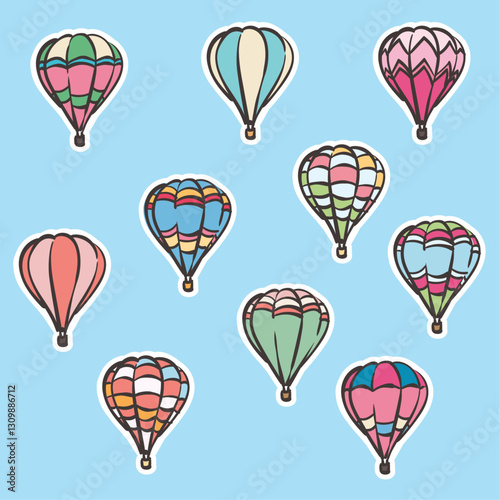 Hot Air Balloon cute vibrant illustration 