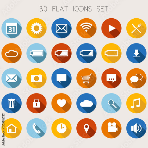 Modern design flat icons set - vector