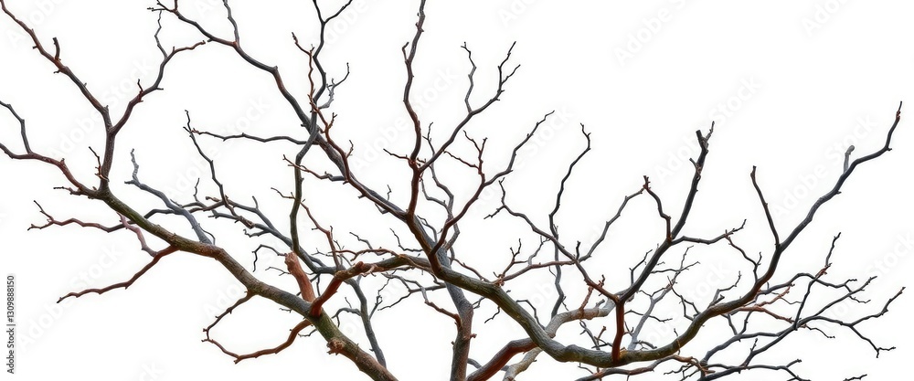 Bare, gnarled branches isolated against a pure white backdrop, graphic, isolated Bare, gnarled branches isolated against a pure white backdrop, graphic, isolated