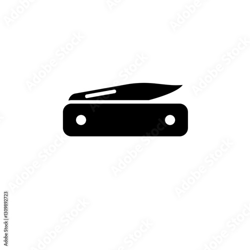 Penknife, Multifunction Swiss Jack Knife Solid Flat Vector Icon Isolated on White Background.