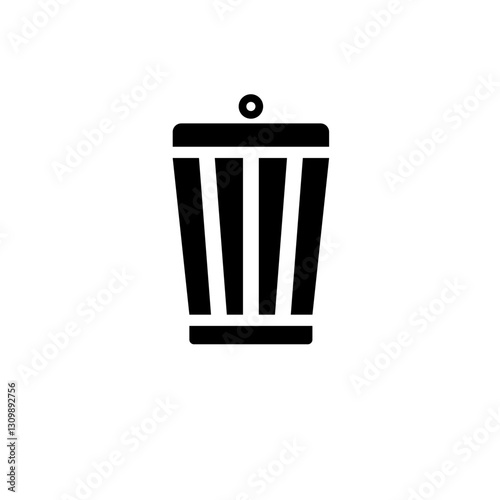 Trash Can, Disposal Waste, Recycle Bin Solid Flat Vector Icon Isolated on White Background.