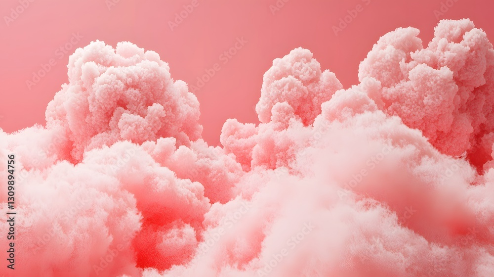 Abstract display of fluffy pink clouds and textured formations in space Abstract display of fluffy pink clouds and textured formations in space