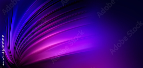 Dark abstract background with neon light, blurred lines