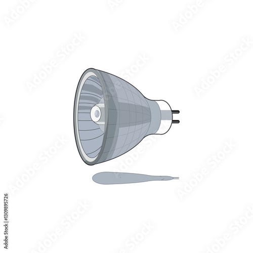 Illustration of a halogen lamp, an energy-efficient lighting solution with a reflective housing. Commonly used in spotlights, projectors, automotive, and household lighting applications.