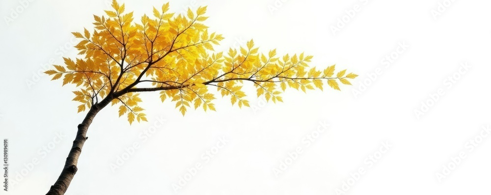 Long solitary aspen branch stretching towards sky, white background, isolation, forest Long solitary aspen branch stretching towards sky, white background, isolation, forest