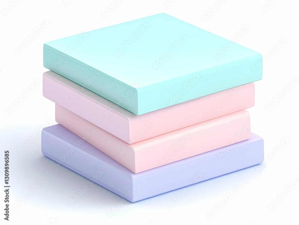 Pastel 3D Blocks Stack Illustration Pastel 3D Blocks Stack Illustration