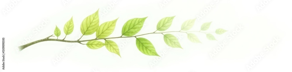 Single isolated branch with leaves on white background, tree, nature, white background Single isolated branch with leaves on white background, tree, nature, white background