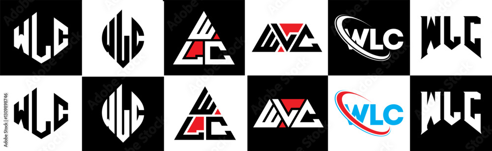 WLC letter logo design in six style. WLC polygon, circle, triangle, hexagon, flat and simple style with black and white color variation letter logo set in one artboard. WLC minimalist and classic logo WLC letter logo design in six style. WLC polygon, circle, triangle, hexagon, flat and simple style with black and white color variation letter logo set in one artboard. WLC minimalist and classic logo